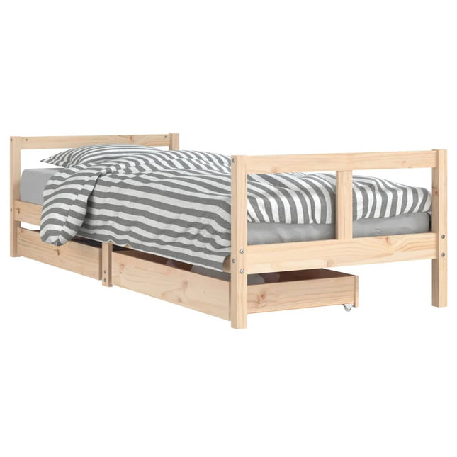sengeramme til juniorseng m. skuffer 80x200 cm massivt fyr