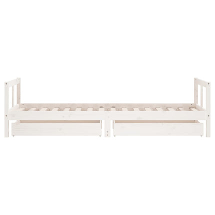 sengeramme til juniorseng m. skuffer 80x200 cm massivt fyr hvid