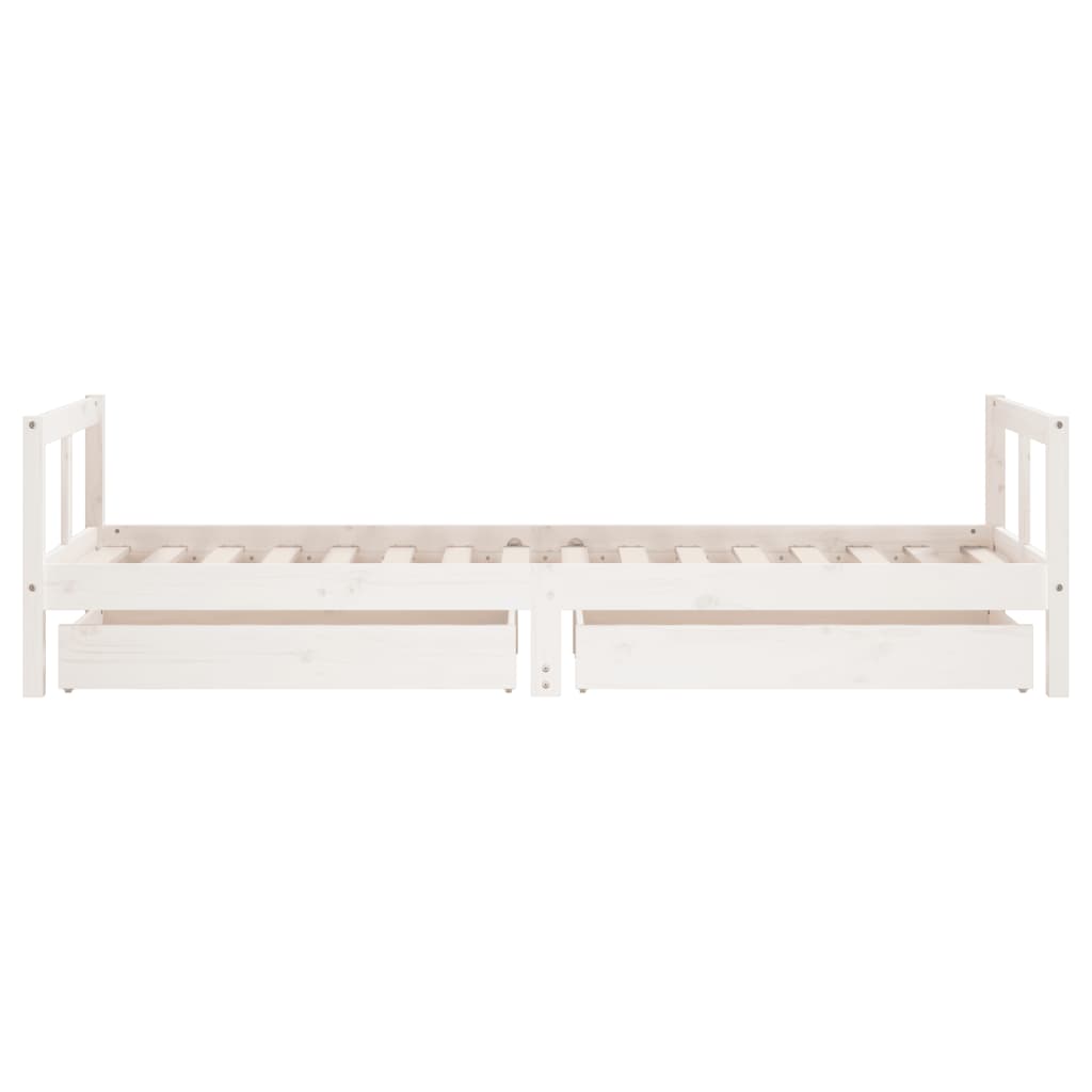 sengeramme til juniorseng m. skuffer 80x200 cm massivt fyr hvid