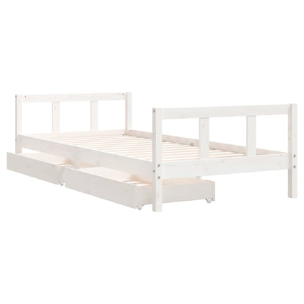 sengeramme til juniorseng m. skuffer 90x200 cm massivt fyr hvid