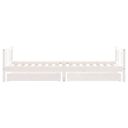 sengeramme til juniorseng m. skuffer 90x200 cm massivt fyr hvid