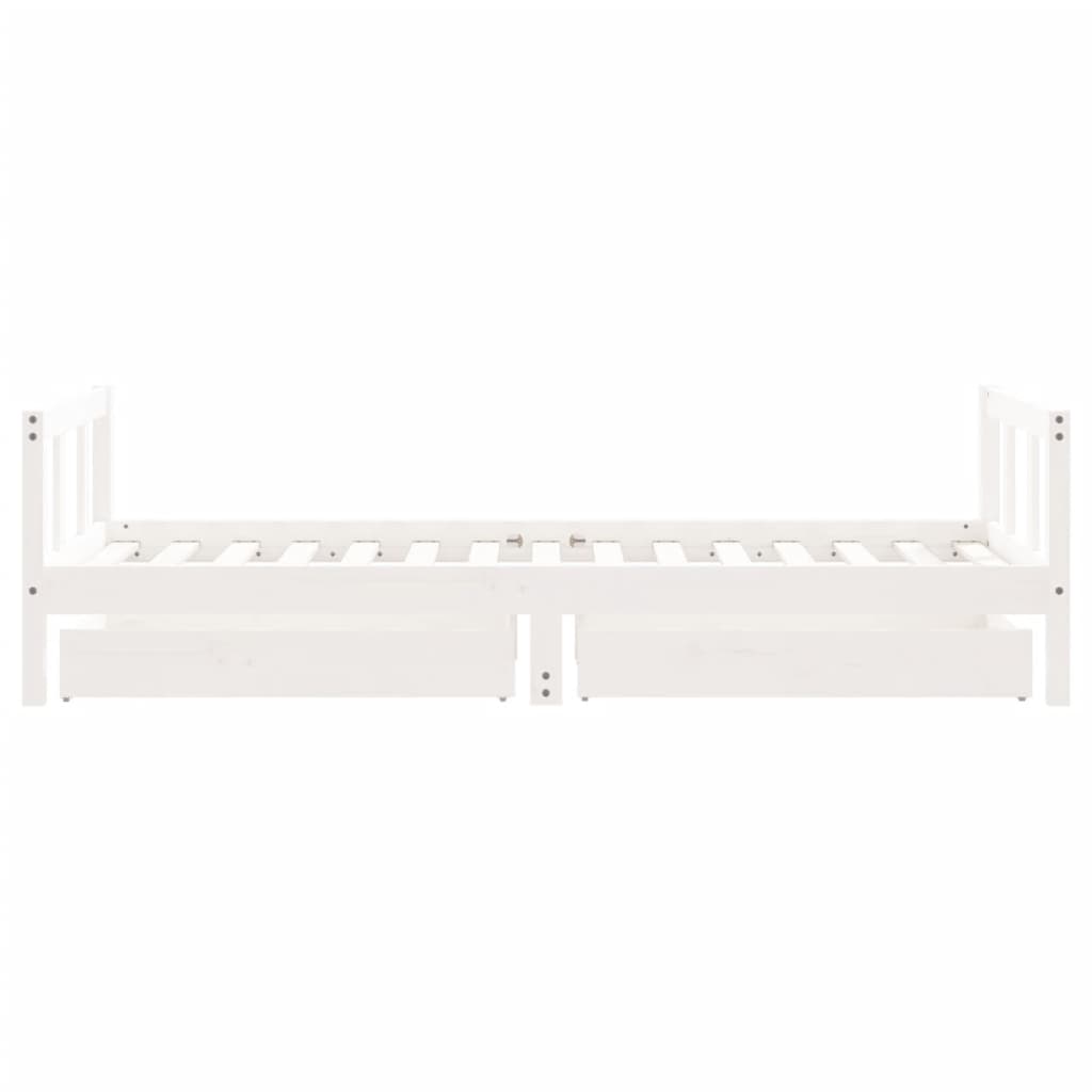sengeramme til juniorseng m. skuffer 90x190 cm massivt fyr hvid