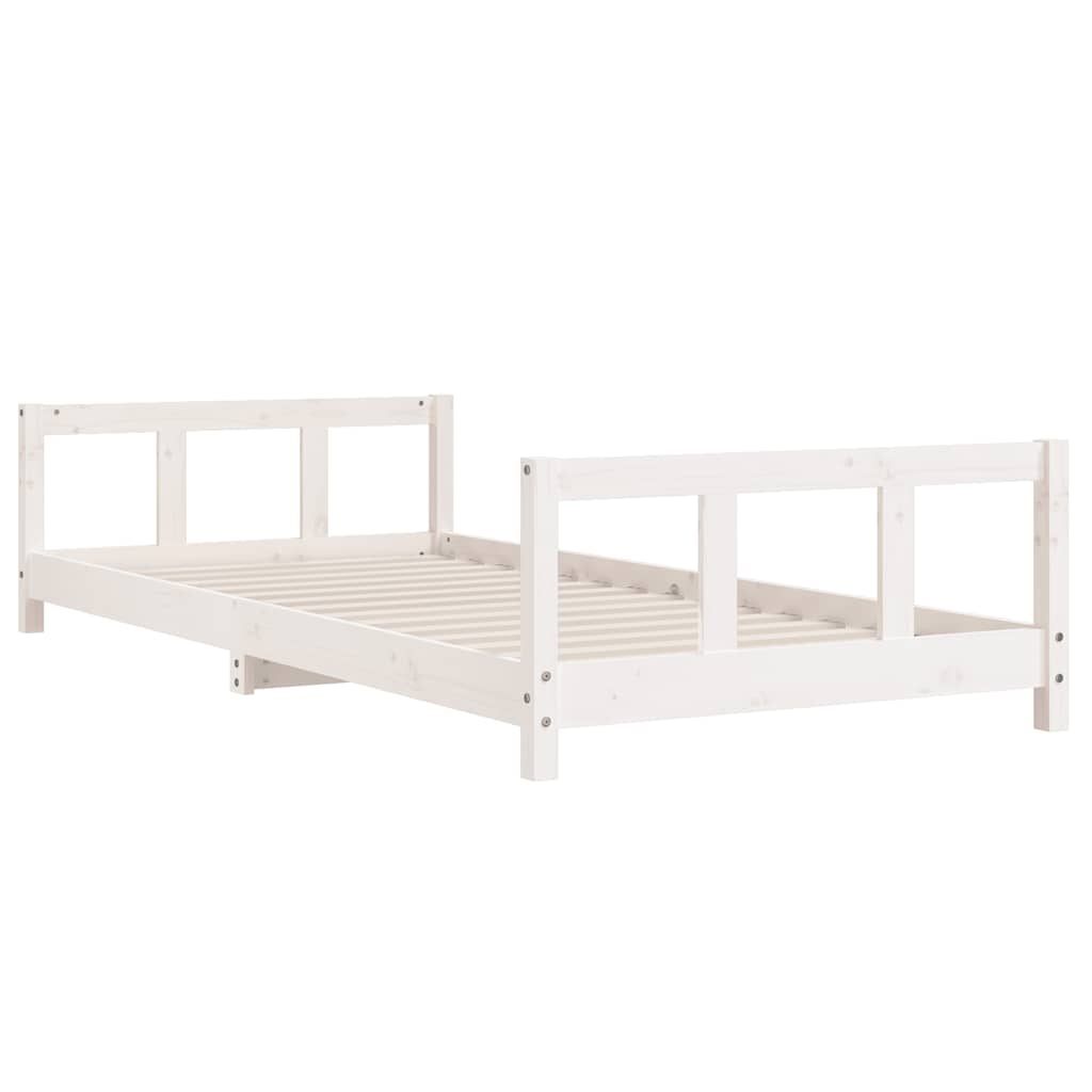 sengeramme til juniorseng 90x200 cm massivt fyrretræ hvid