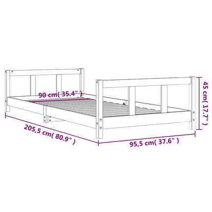 sengeramme til juniorseng 90x200 cm massivt fyrretræ hvid