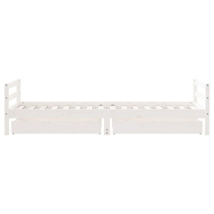 sengeramme til juniorseng m. skuffer 80x200 cm massivt fyr hvid
