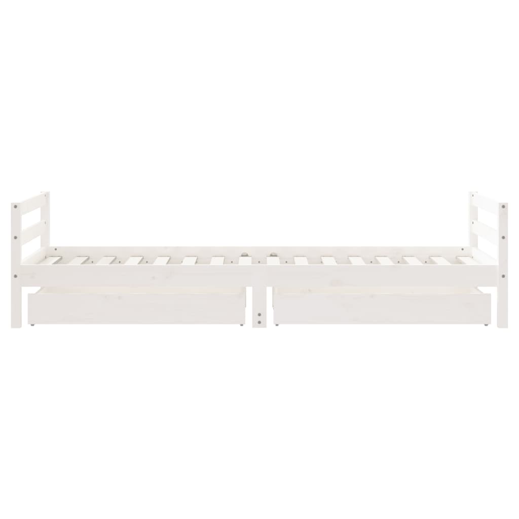sengeramme til juniorseng m. skuffer 80x200 cm massivt fyr hvid