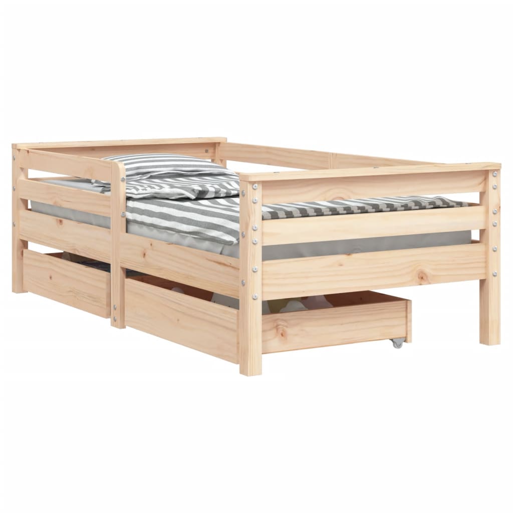 sengeramme til juniorseng m. skuffer 70x140 cm massivt fyr