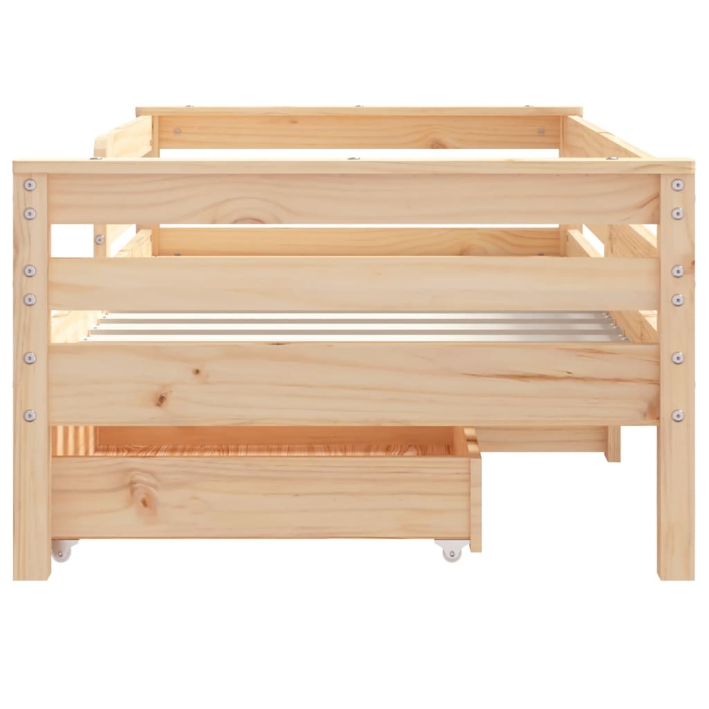 sengeramme til juniorseng m. skuffer 70x140 cm massivt fyr
