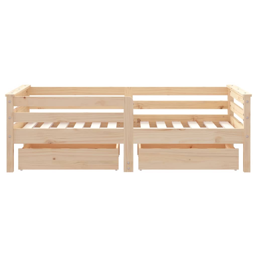 sengeramme til juniorseng m. skuffer 70x140 cm massivt fyr