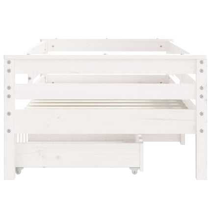 sengeramme til juniorseng m. skuffer 70x140 cm massivt fyr hvid