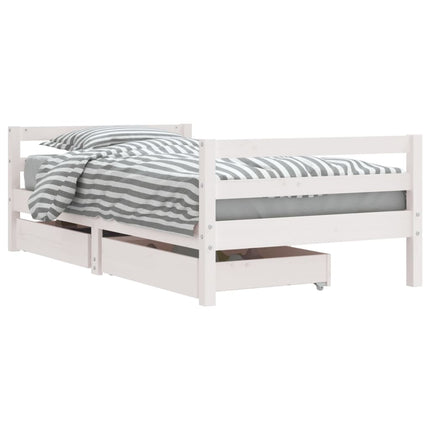 sengeramme til juniorseng m. skuffer 80x160 cm massivt fyr hvid