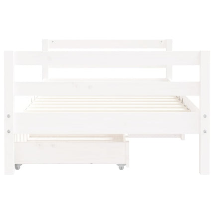 sengeramme til juniorseng m. skuffer 80x160 cm massivt fyr hvid