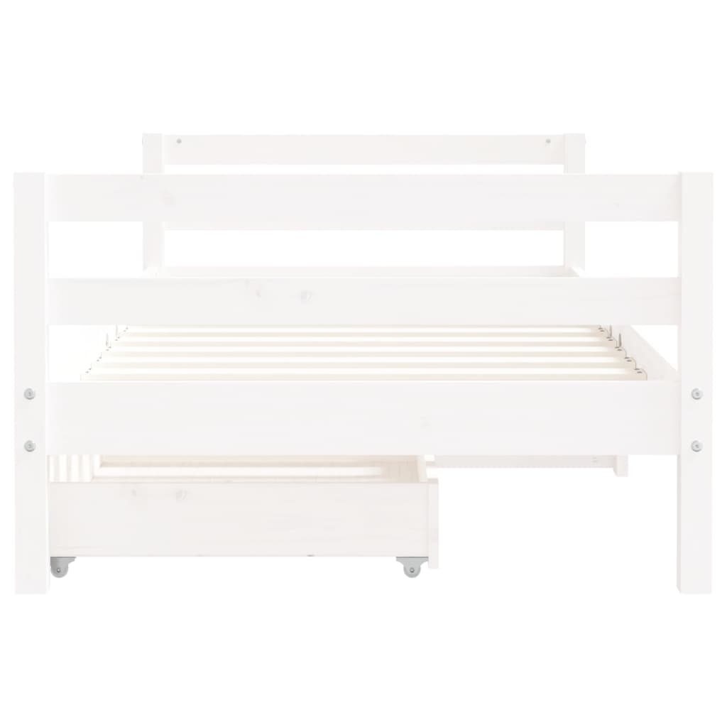 sengeramme til juniorseng m. skuffer 80x160 cm massivt fyr hvid