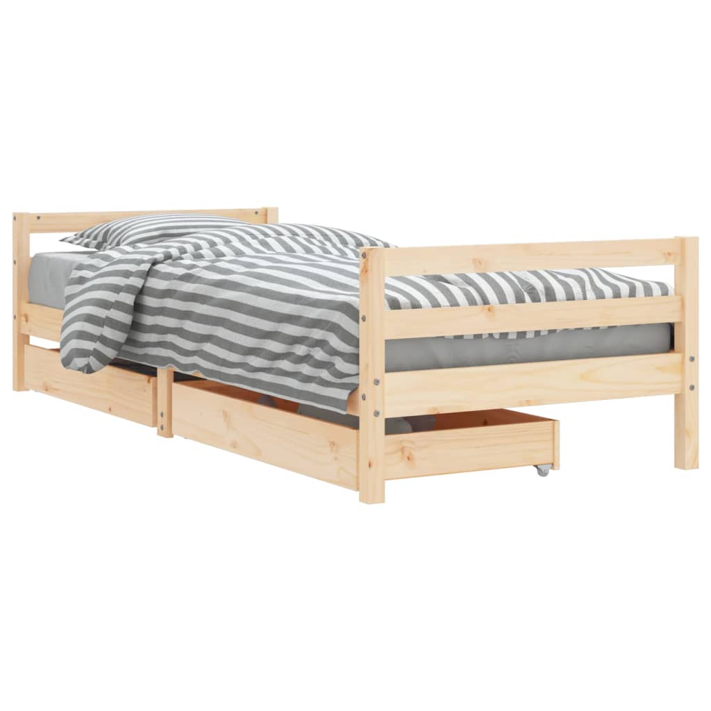 sengeramme til juniorseng m. skuffer 90x190 cm massivt fyr