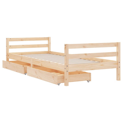 sengeramme til juniorseng m. skuffer 90x190 cm massivt fyr