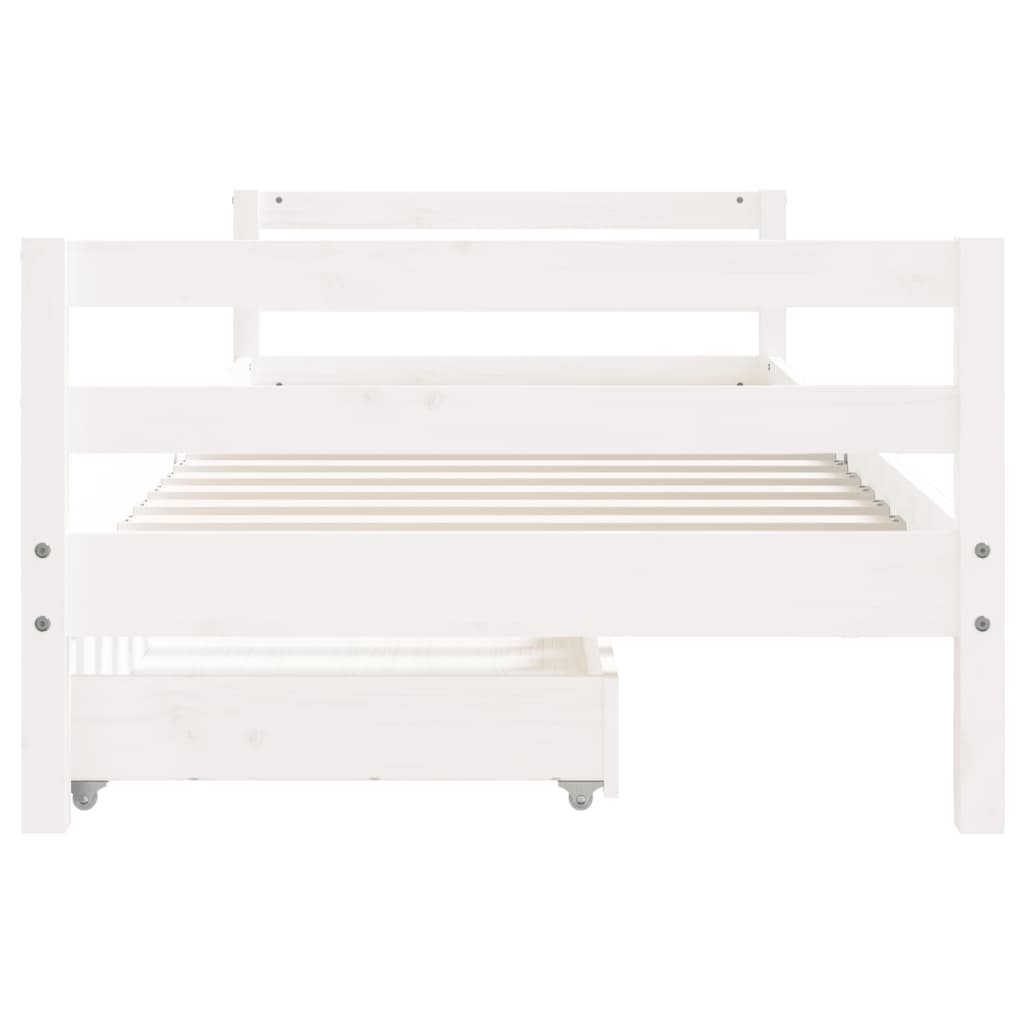 sengeramme til juniorseng m. skuffer 90x190 cm massivt fyr hvid