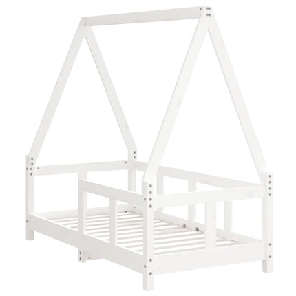 sengeramme til juniorseng 70x140 cm massivt fyrretræ hvid