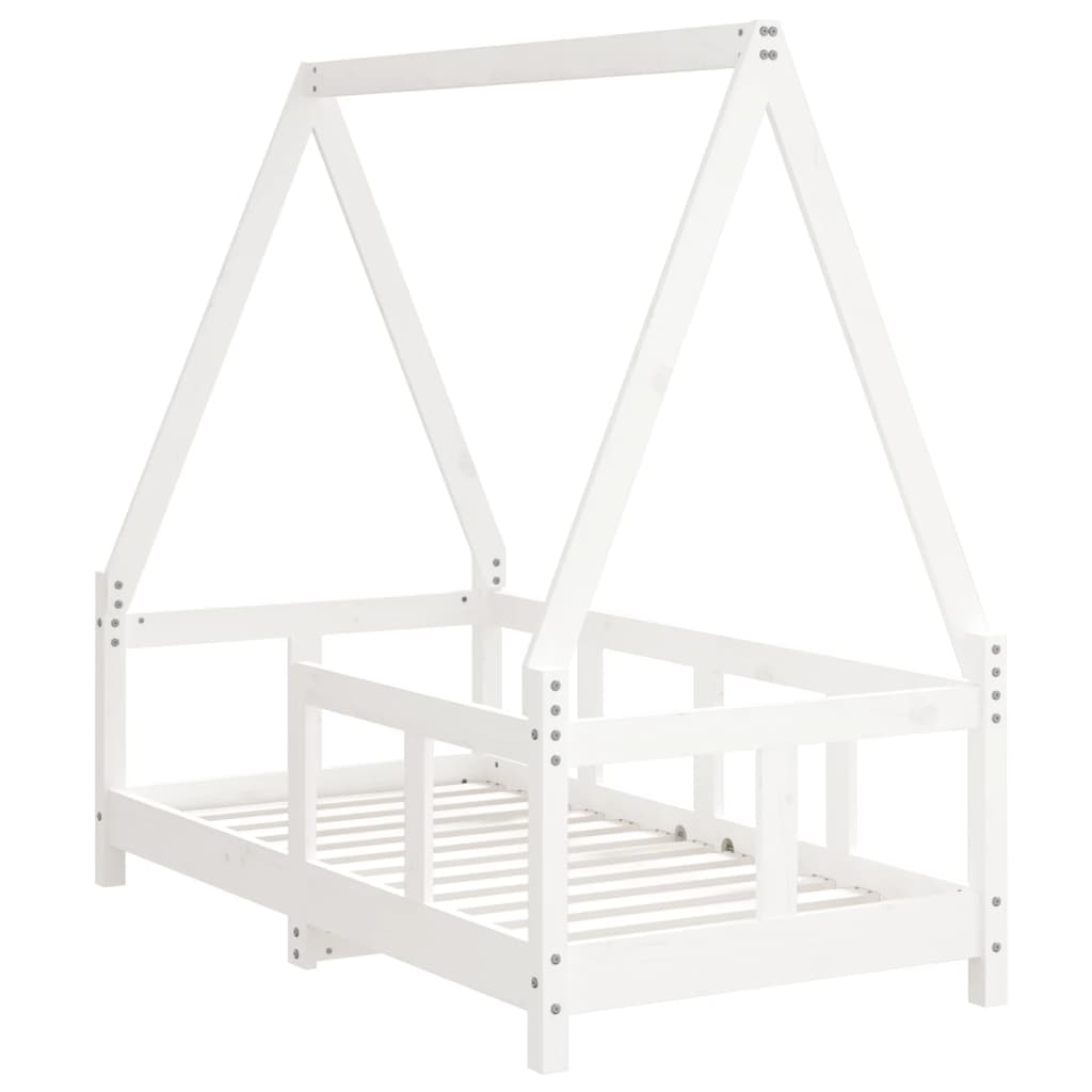 sengeramme til juniorseng 70x140 cm massivt fyrretræ hvid