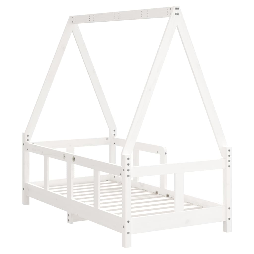 sengeramme til juniorseng 70x140 cm massivt fyrretræ hvid