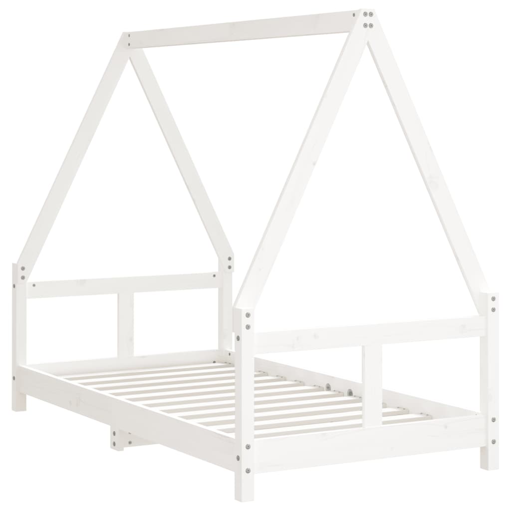 sengeramme til juniorseng 80x160 cm massivt fyrretræ hvid