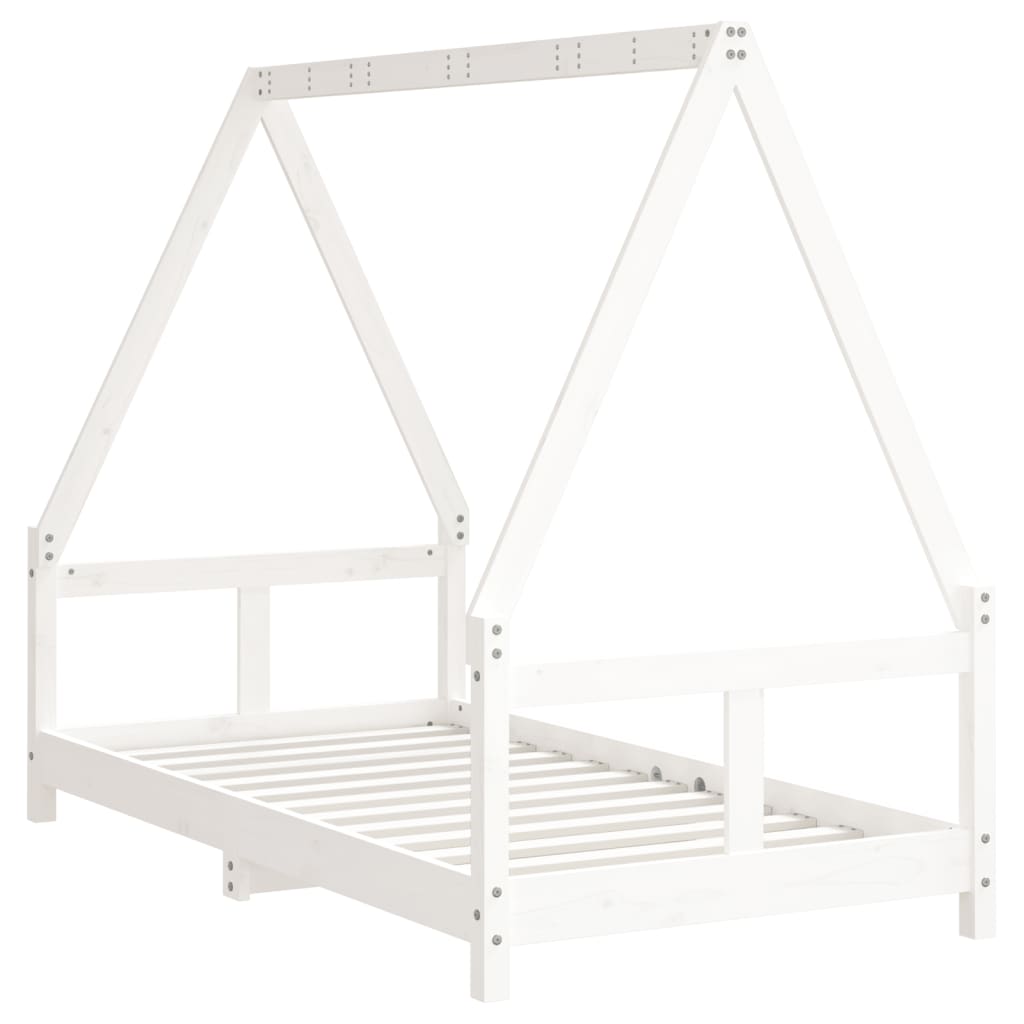 sengeramme til juniorseng 80x160 cm massivt fyrretræ hvid