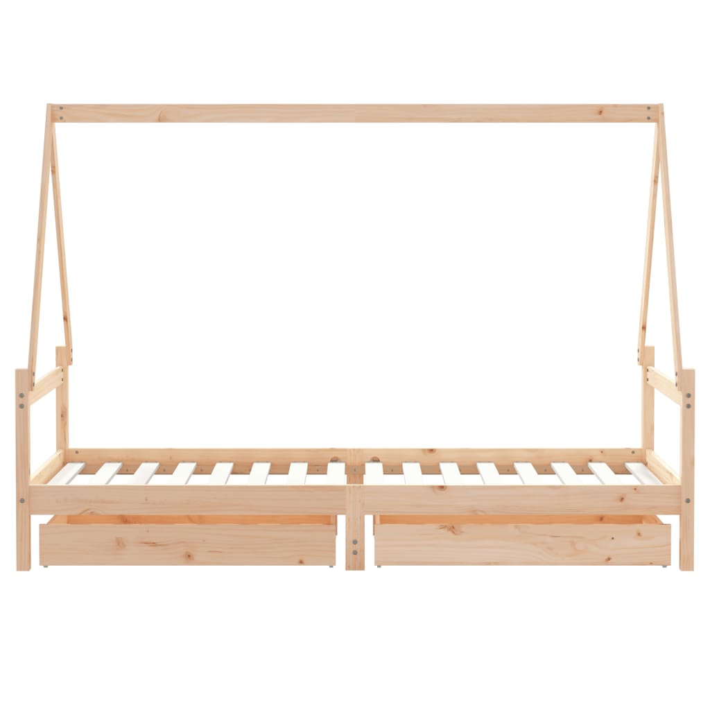 sengeramme til juniorseng m. skuffer 80x200 cm massivt fyr