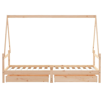 sengeramme til juniorseng m. skuffer 90x200 cm massivt fyr