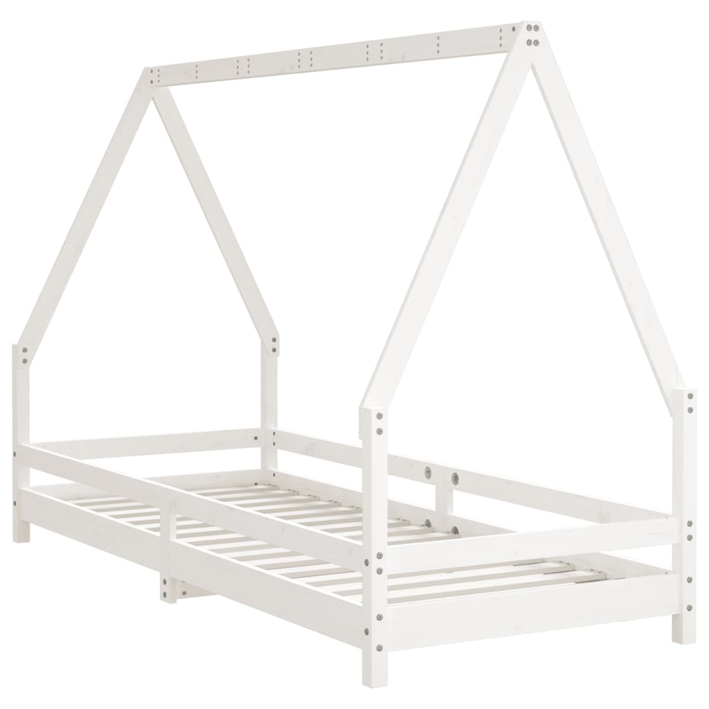 sengeramme til juniorseng 80x200 cm massivt fyrretræ hvid