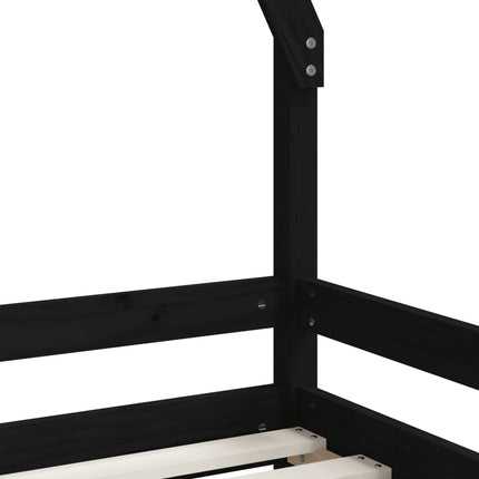 sengeramme til juniorseng 80x200 cm massivt fyrretræ sort