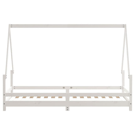 sengeramme til juniorseng 90x200 cm massivt fyrretræ hvid