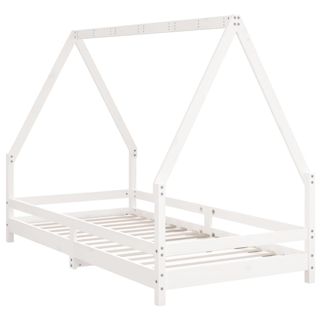 sengeramme til juniorseng 90x190 cm massivt fyrretræ hvid