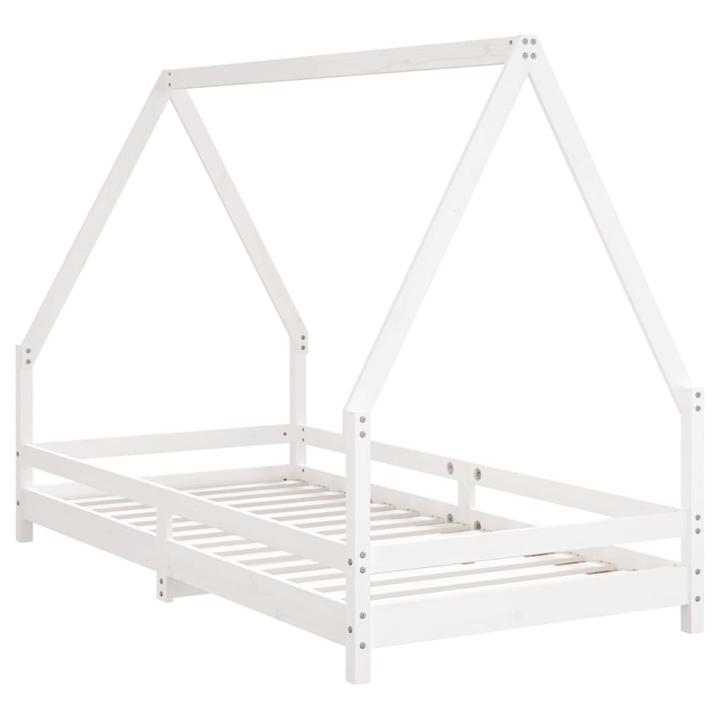 sengeramme til juniorseng 90x190 cm massivt fyrretræ hvid