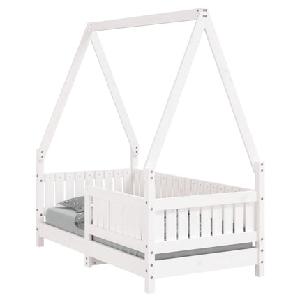 sengeramme til juniorseng 70x140 cm massivt fyrretræ hvid