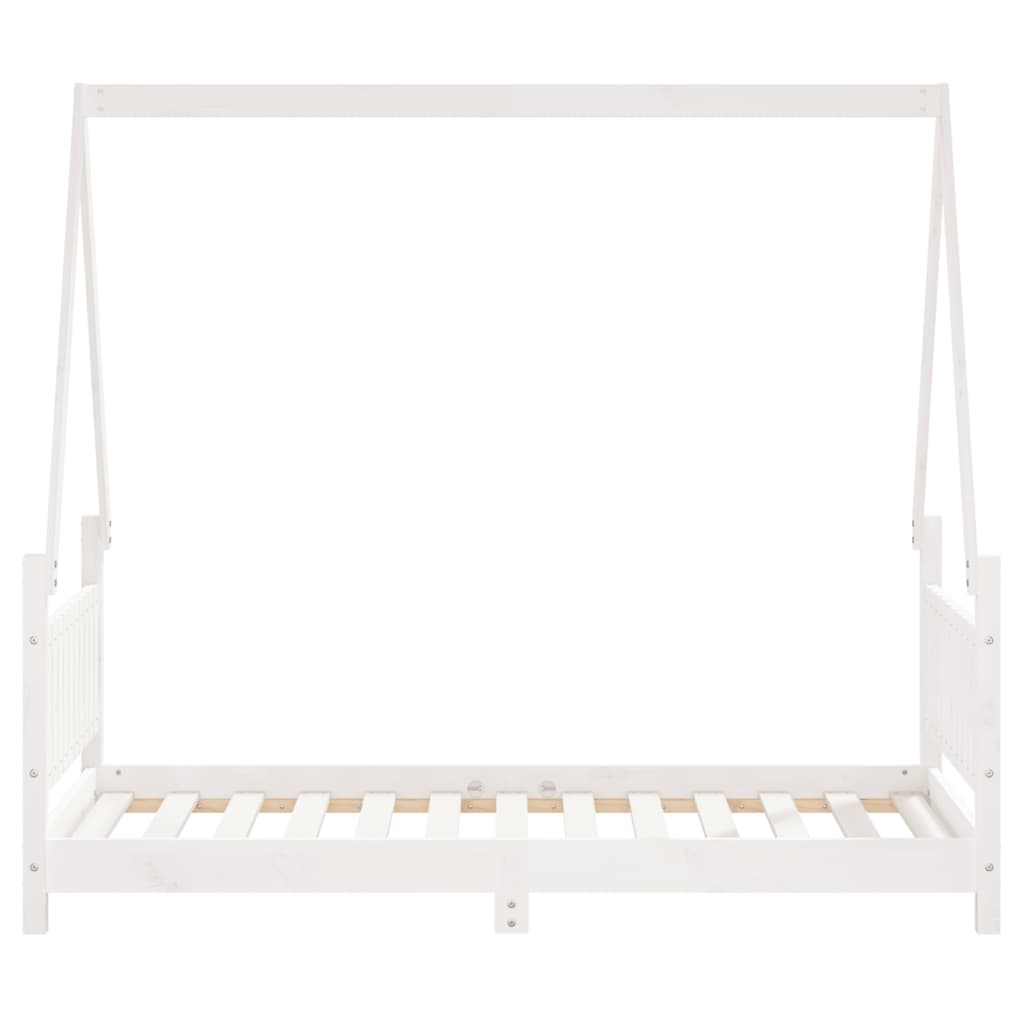 sengeramme til juniorseng 80x160 cm massivt fyrretræ hvid