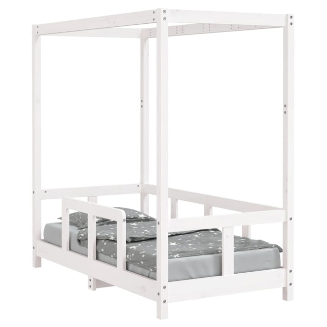 sengeramme til juniorseng 70x140 cm massivt fyrretræ hvid