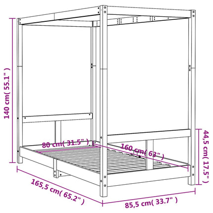 sengeramme til juniorseng 80x160 cm massivt fyrretræ