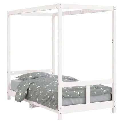 sengeramme til juniorseng 80x160 cm massivt fyrretræ hvid