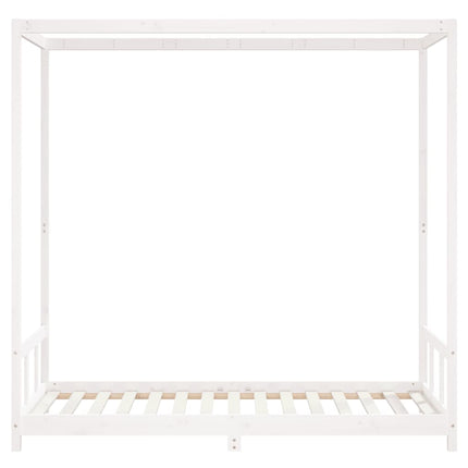 sengeramme til juniorseng 90x190 cm massivt fyrretræ hvid