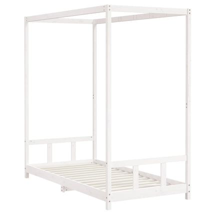 sengeramme til juniorseng 90x190 cm massivt fyrretræ hvid