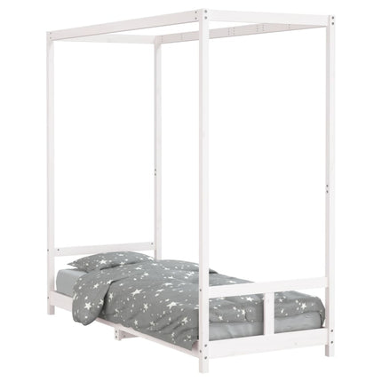 sengeramme til juniorseng 80x200 cm massivt fyrretræ hvid