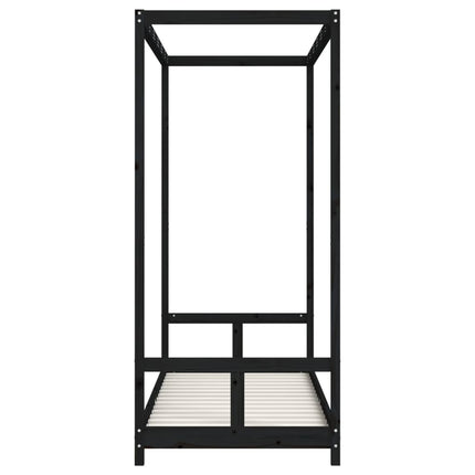sengeramme til juniorseng 80x200 cm massivt fyrretræ sort