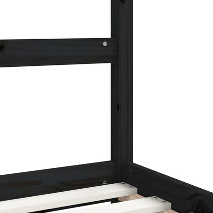 sengeramme til juniorseng 80x200 cm massivt fyrretræ sort