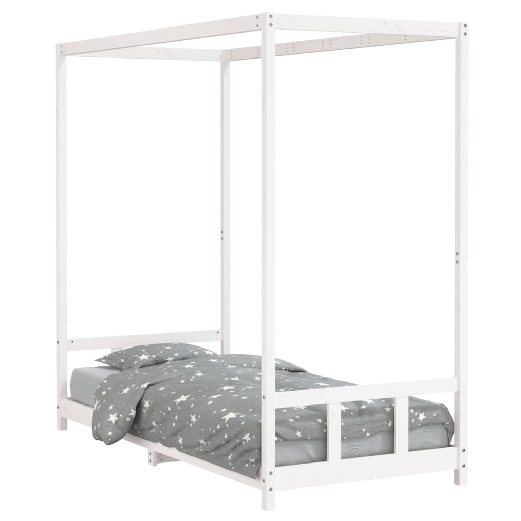 sengeramme til juniorseng 90x200 cm massivt fyrretræ hvid