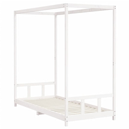 sengeramme til juniorseng 90x200 cm massivt fyrretræ hvid