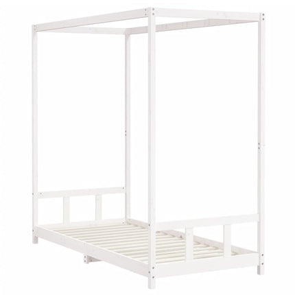 sengeramme til juniorseng 90x200 cm massivt fyrretræ hvid