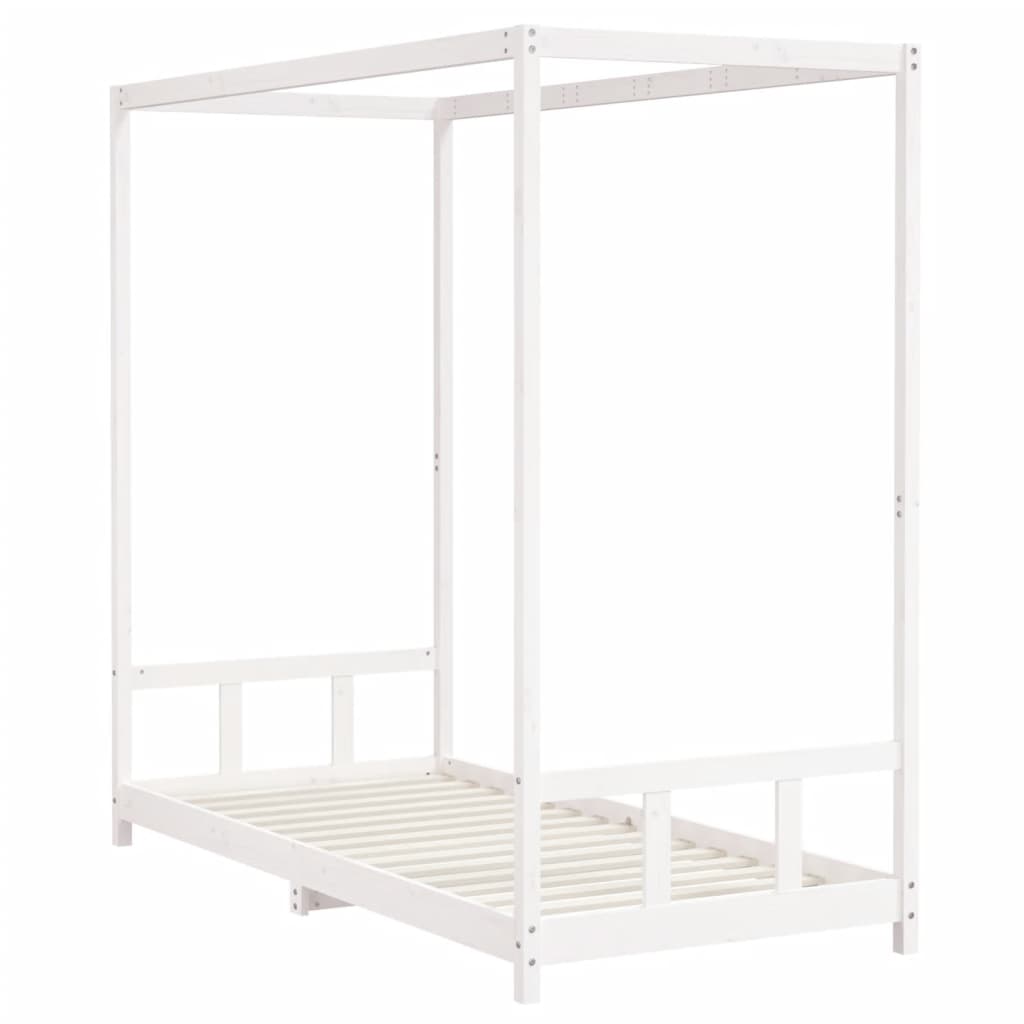sengeramme til juniorseng 90x200 cm massivt fyrretræ hvid