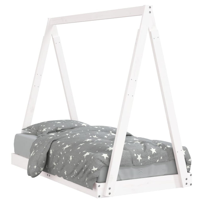 sengeramme til juniorseng 70x140 cm massivt fyrretræ hvid