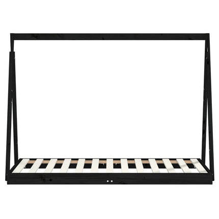 sengeramme til juniorseng 80x160 cm massivt fyrretræ sort