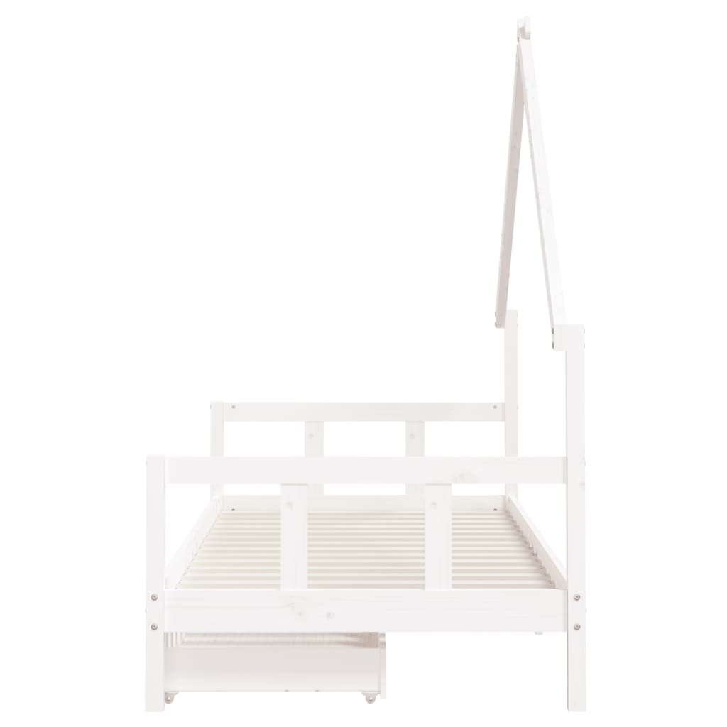 sengeramme til juniorseng m. skuffer 90x190 cm massivt fyr hvid