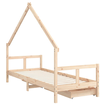 sengeramme til juniorseng m. skuffer 80x200 cm massivt fyr